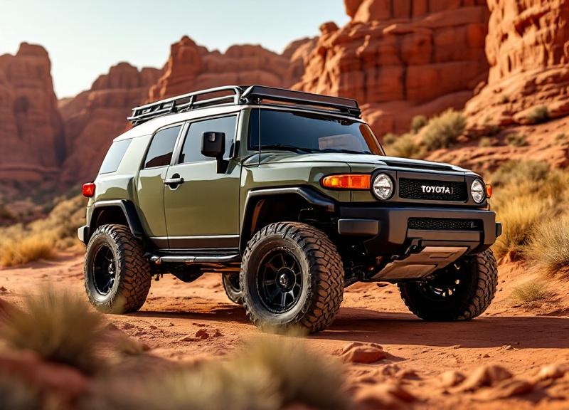 Built Toyota FJ Cruiser on red rock trail